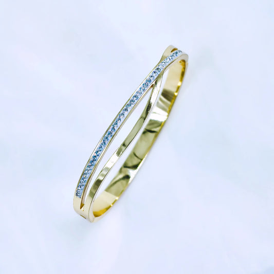 Minimal Crystal Line Anti-Tarnish Gold Plated Kada / Bracelet
