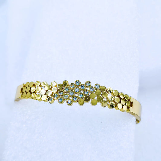 Floral Cluster Crystal Anti-Tarnish Gold Plated Kada / Bracelet