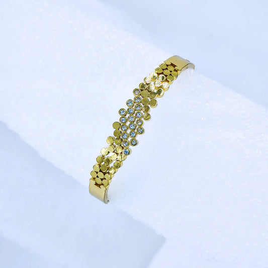 Floral Cluster Crystal Anti-Tarnish Gold Plated Kada / Bracelet