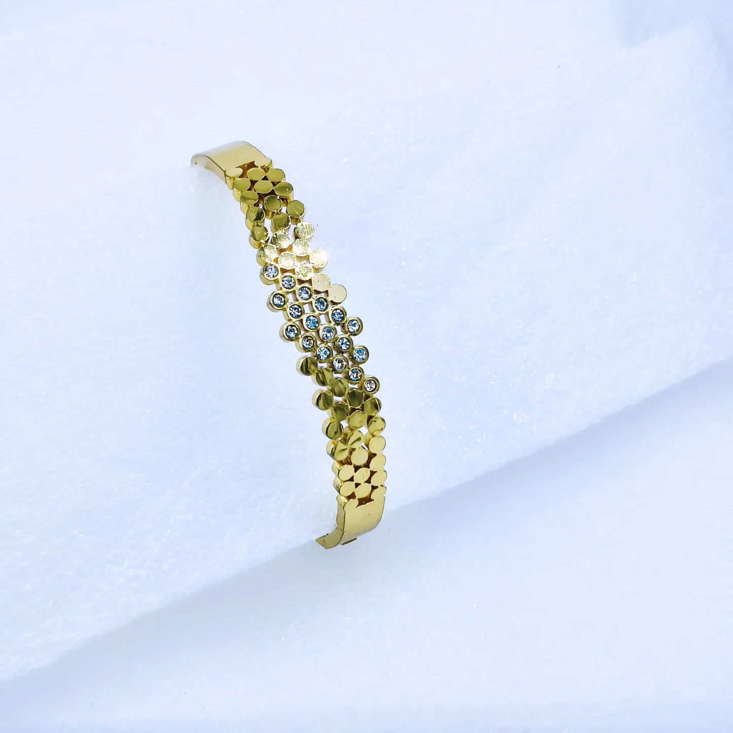 Floral Cluster Crystal Anti-Tarnish Gold Plated Kada / Bracelet
