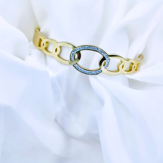 Crystal Link Chain Anti-Tarnish Gold Plated Kada / Bracelet