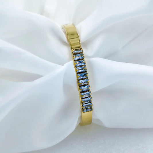 Sparkling Crystal Line Gold Plated Anti-Tarnish Kada/Bracelet Free-Size