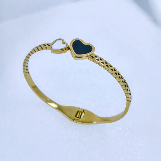 Gold-Plated Dual Heart Kada Bracelet for Women | Stylish Anti-Tarnish Jewelry