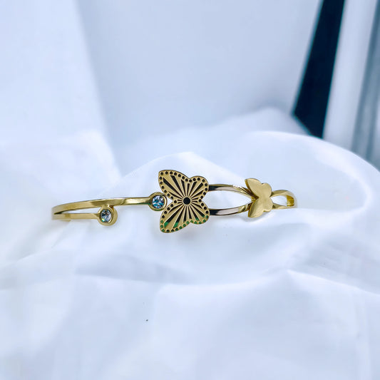 Gold-Plated Butterfly Kada Bracelet for Women with Stone Detailing | Anti-Tarnish Jewelry