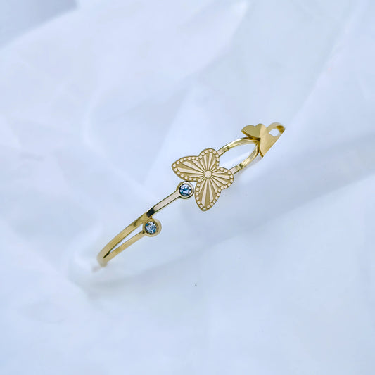 Gold-Plated Butterfly Kada Bracelet for Women with Stone Detailing | Anti-Tarnish Jewelry