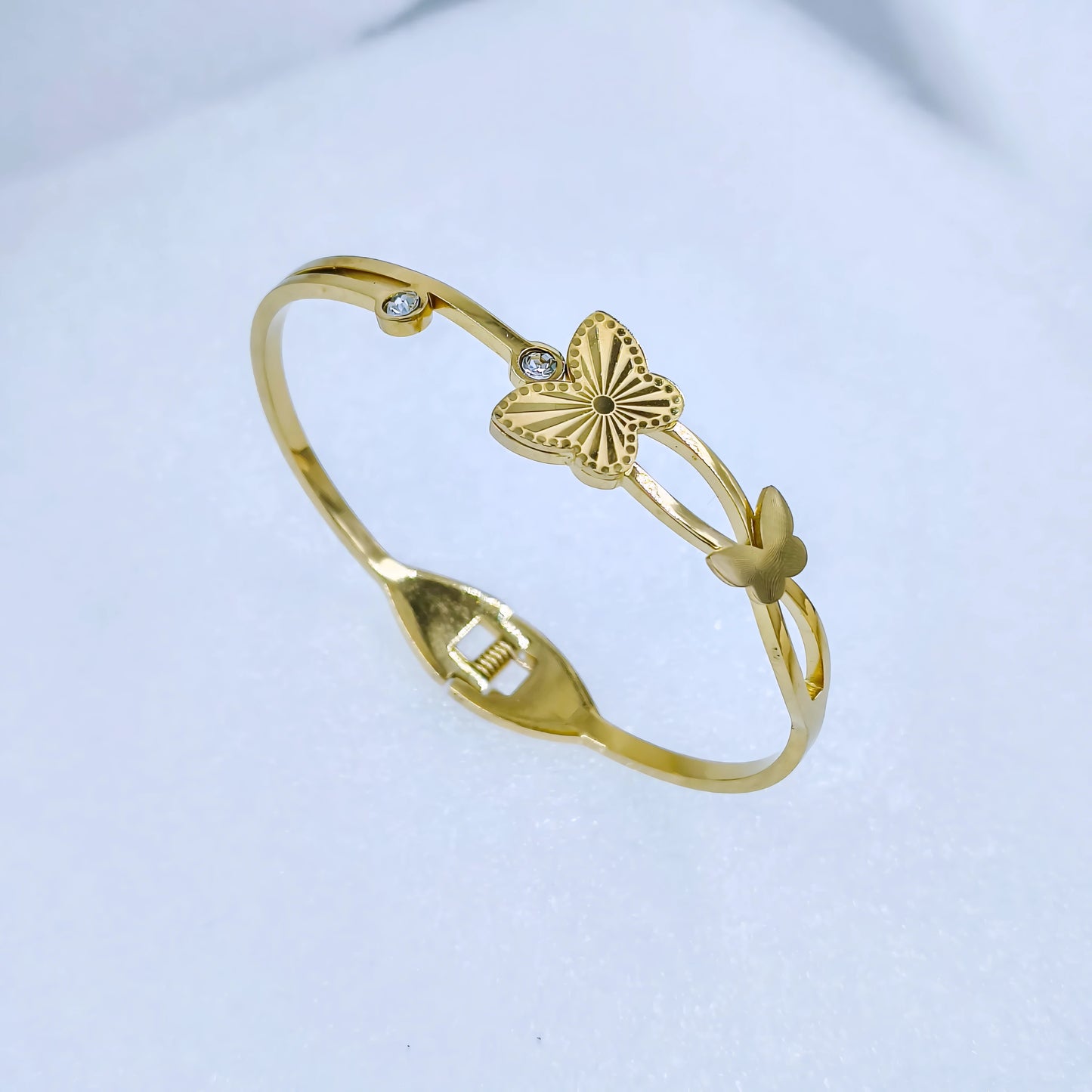 Gold-Plated Butterfly Kada Bracelet for Women with Stone Detailing | Anti-Tarnish Jewelry