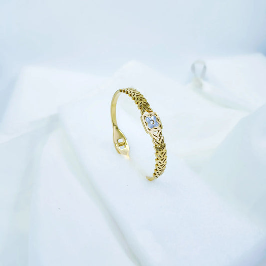 Floral Motif Anti-Tarnish Gold Plated Kada / Bracelet
