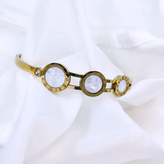 Triple Roman Dial Anti-Tarnish Gold Plated Kada / Bracelet