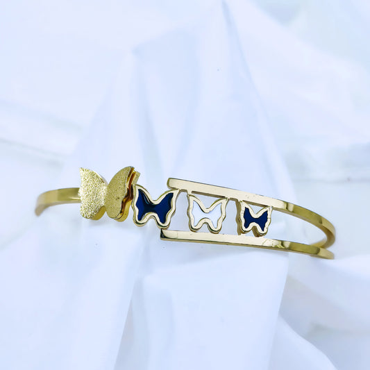 Triple Butterfly Anti-Tarnish Gold Plated Kada / Bracelet