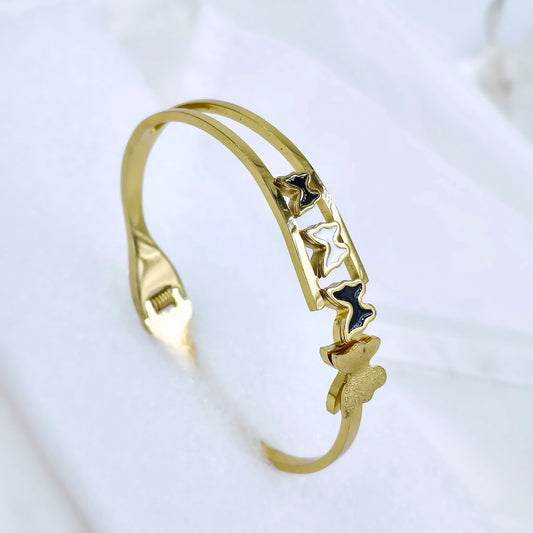 Triple Butterfly Anti-Tarnish Gold Plated Kada / Bracelet