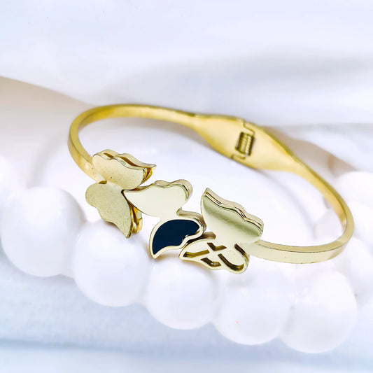 Triple Butterfly Motif Anti-Tarnish Gold Plated Kada / Bracelet