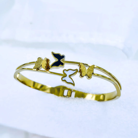 Butterfly Trio Accent Anti-Tarnish Gold Plated Kada / Bracelet