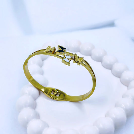 Butterfly Trio Accent Anti-Tarnish Gold Plated Kada / Bracelet