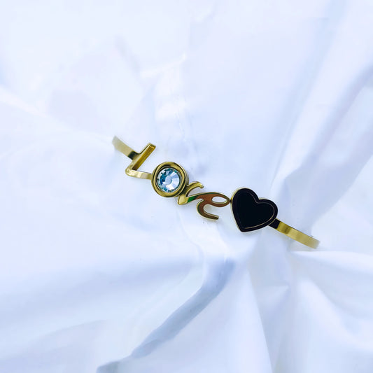 Love & Heart Charm Anti-Tarnish Gold Plated Kada / Bracelet