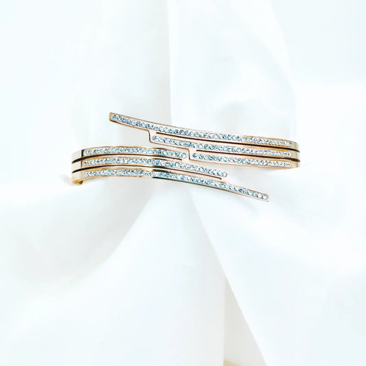 Rose Gold Multi-Line Crystal Anti-Tarnish Kada / Bracelet