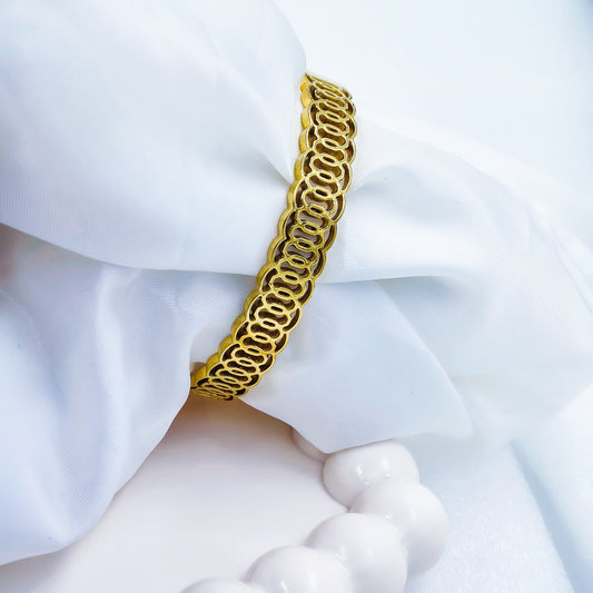 Gold Plated Designer Chain Kada – Anti Tarnish (Regular Size 2.6 & 2.8)