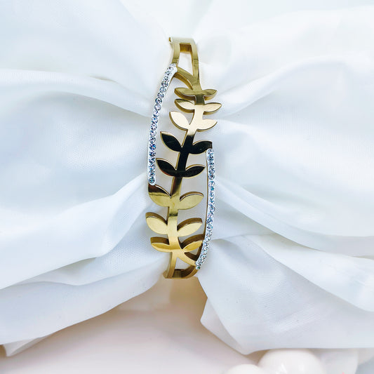 Gold Plated Leaf Branch Kada – Anti Tarnish (Regular Size 2.6 & 2.8)