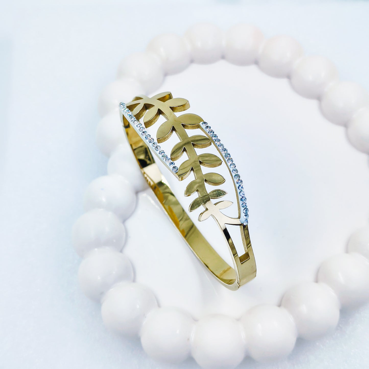 Gold Plated Leaf Branch Kada – Anti Tarnish (Regular Size 2.6 & 2.8)