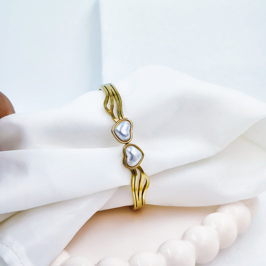 Gold Plated Dual Heart Kada – Anti Tarnish (Regular Size 2.6 & 2.8)
