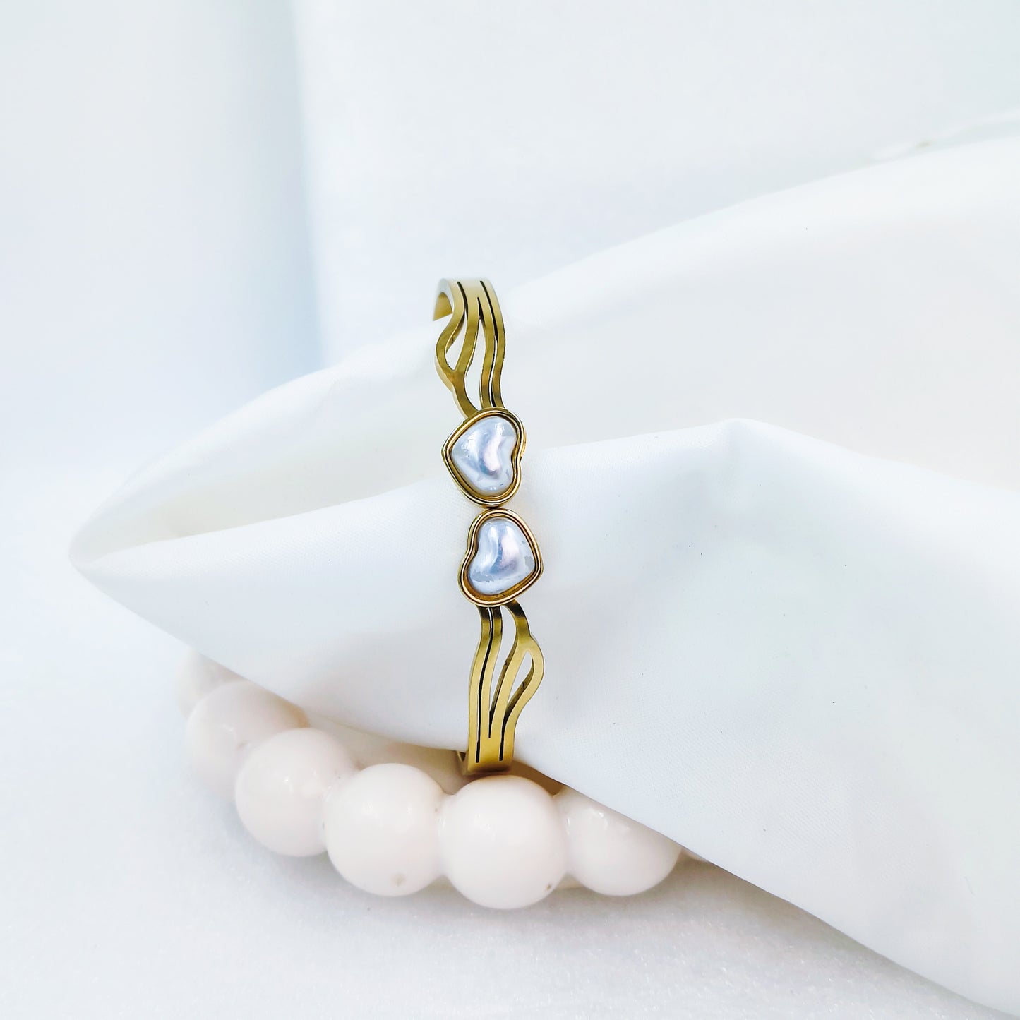 Gold Plated Dual Heart Kada – Anti Tarnish (Regular Size 2.6 & 2.8)