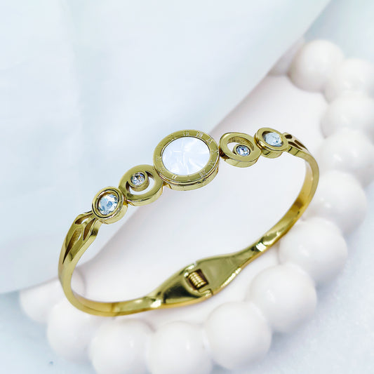 Gold Plated Stone Circle Kada – Anti Tarnish (Regular Size 2.6 & 2.8)
