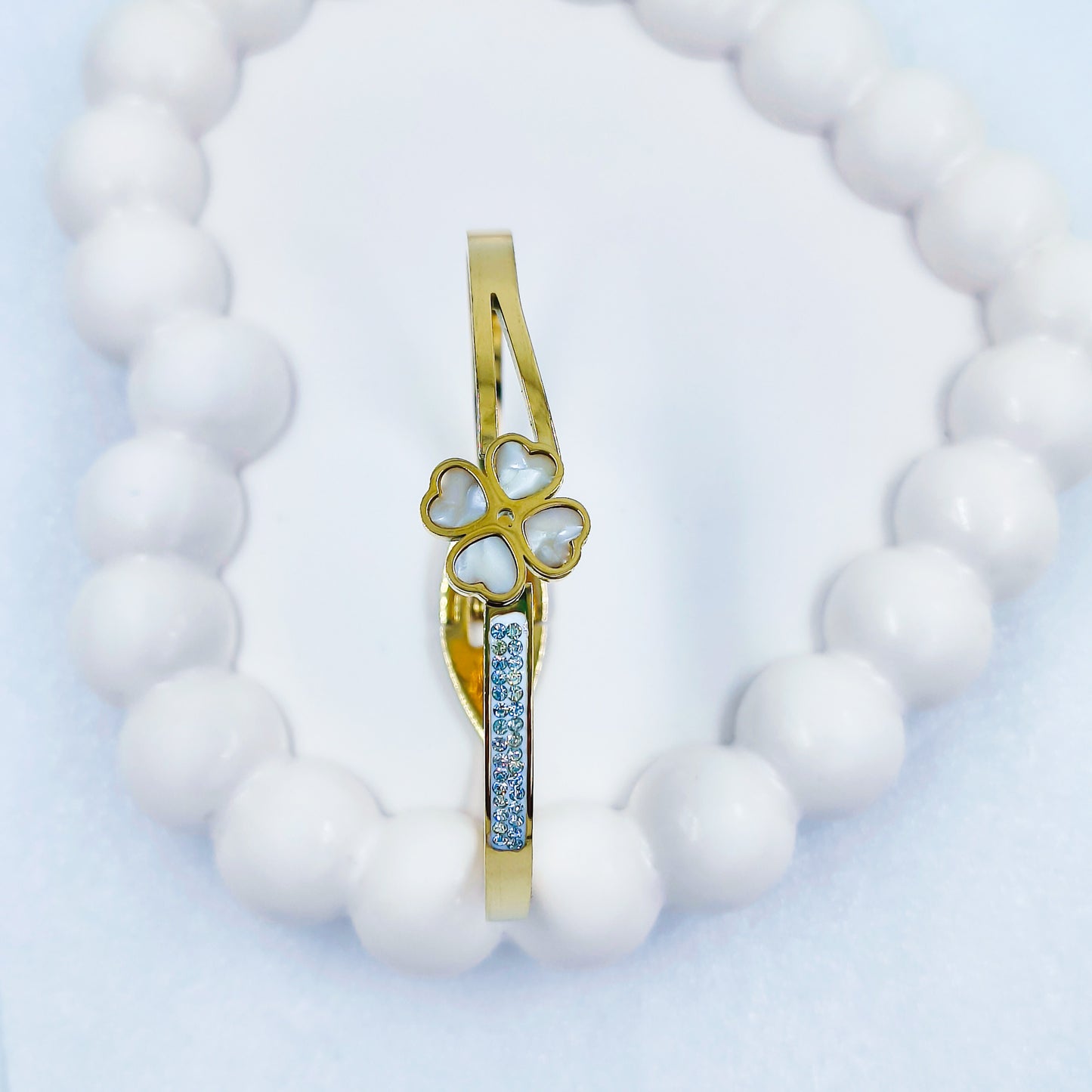 Gold Plated Heart Clover Kada – Anti Tarnish (Regular Size 2.6 & 2.8)