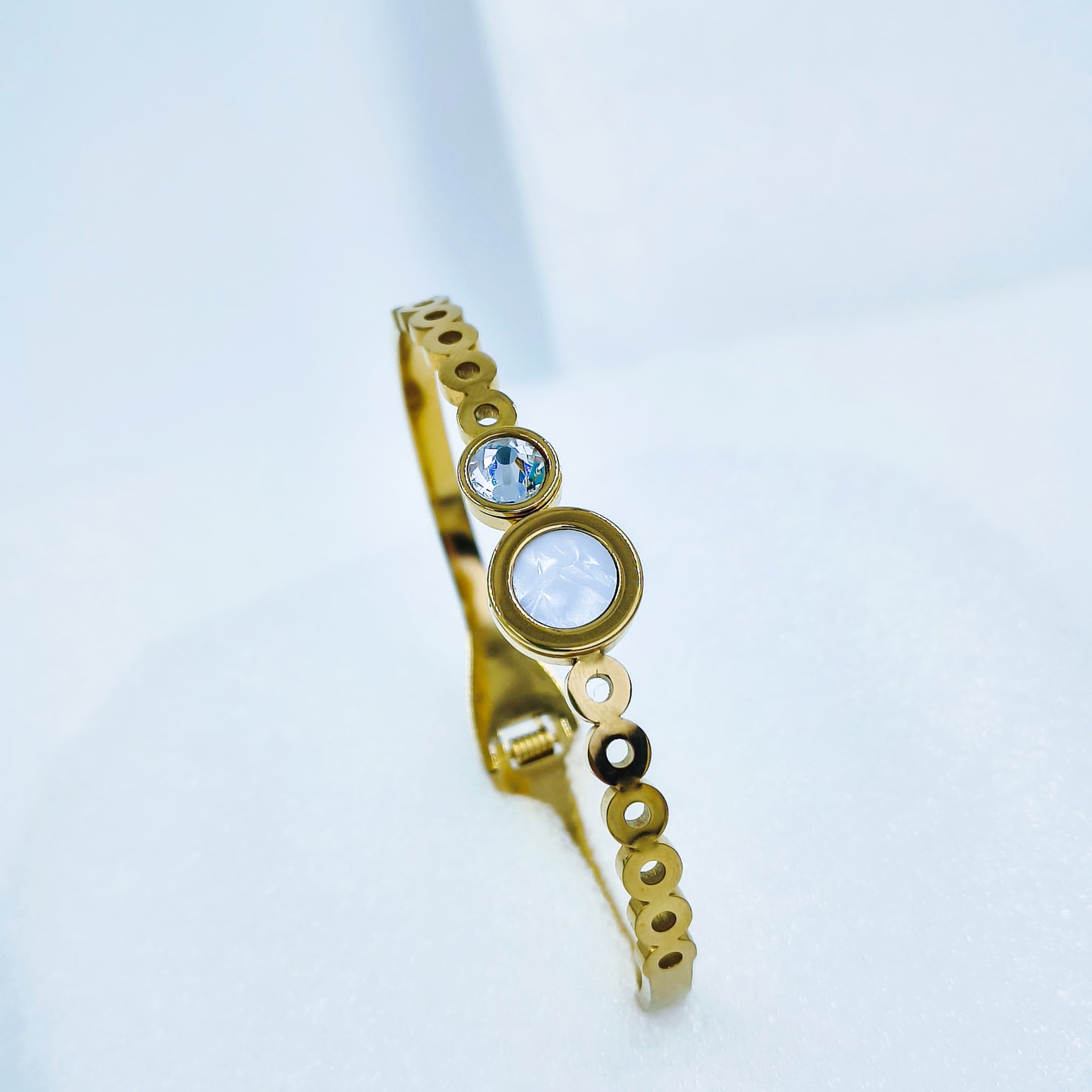 Gold Plated Anti-Tarnish Stone Studded Kada (Size 2.6 & 2.8)