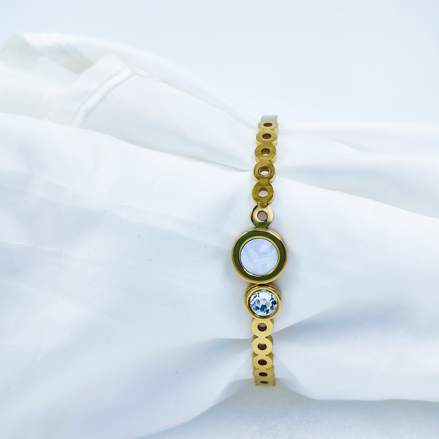 Gold Plated Anti-Tarnish Stone Studded Kada (Size 2.6 & 2.8)