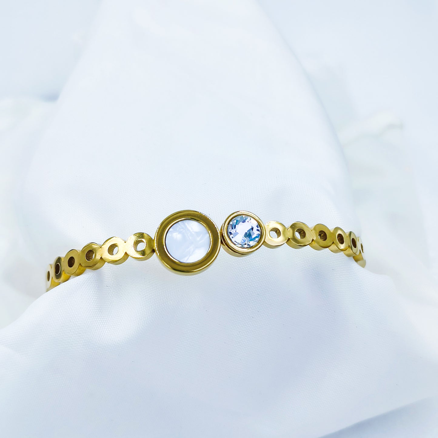 Gold Plated Anti-Tarnish Stone Studded Kada (Size 2.6 & 2.8)