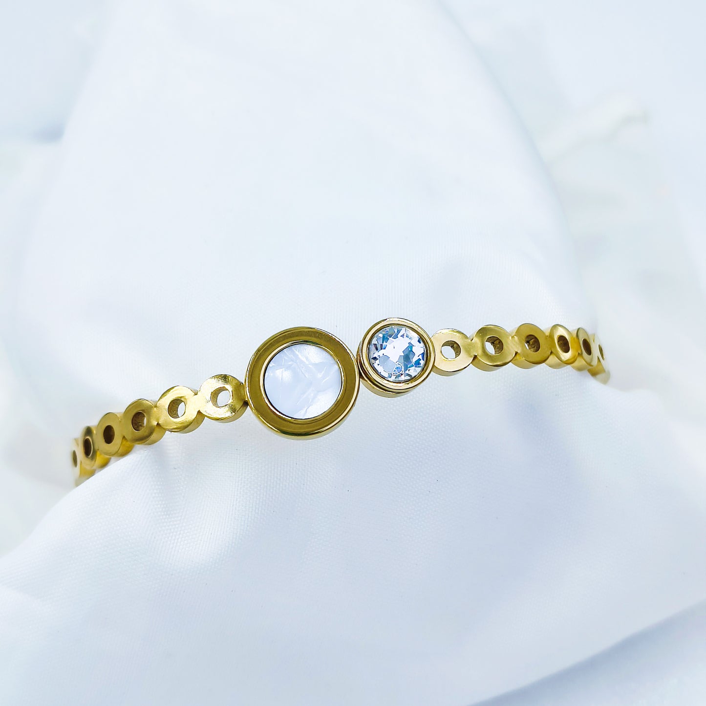 Gold Plated Anti-Tarnish Stone Studded Kada (Size 2.6 & 2.8)