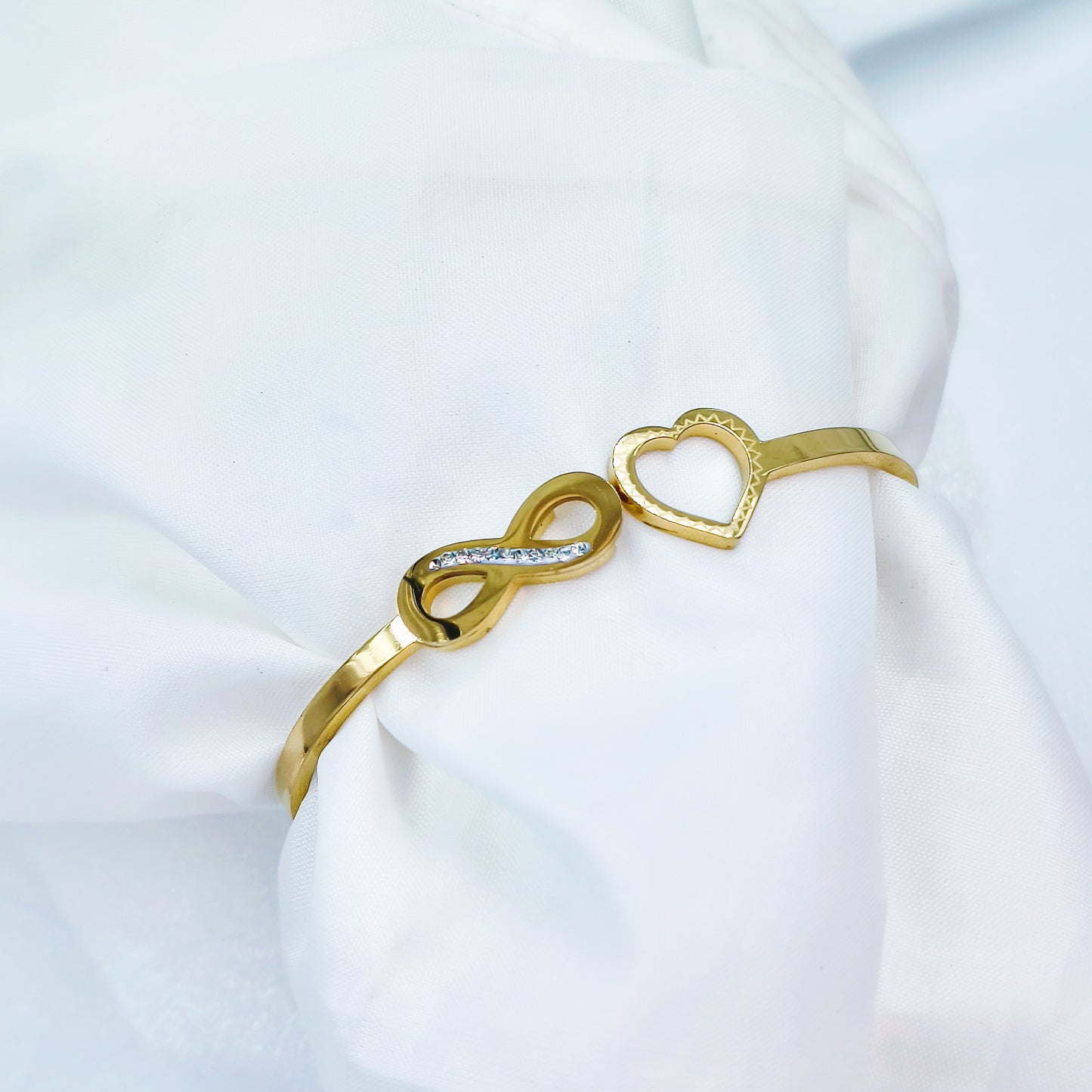 Infinity Heart Gold Plated Anti-Tarnish Bracelet (Size 2.6, 2.8 & Regular)
