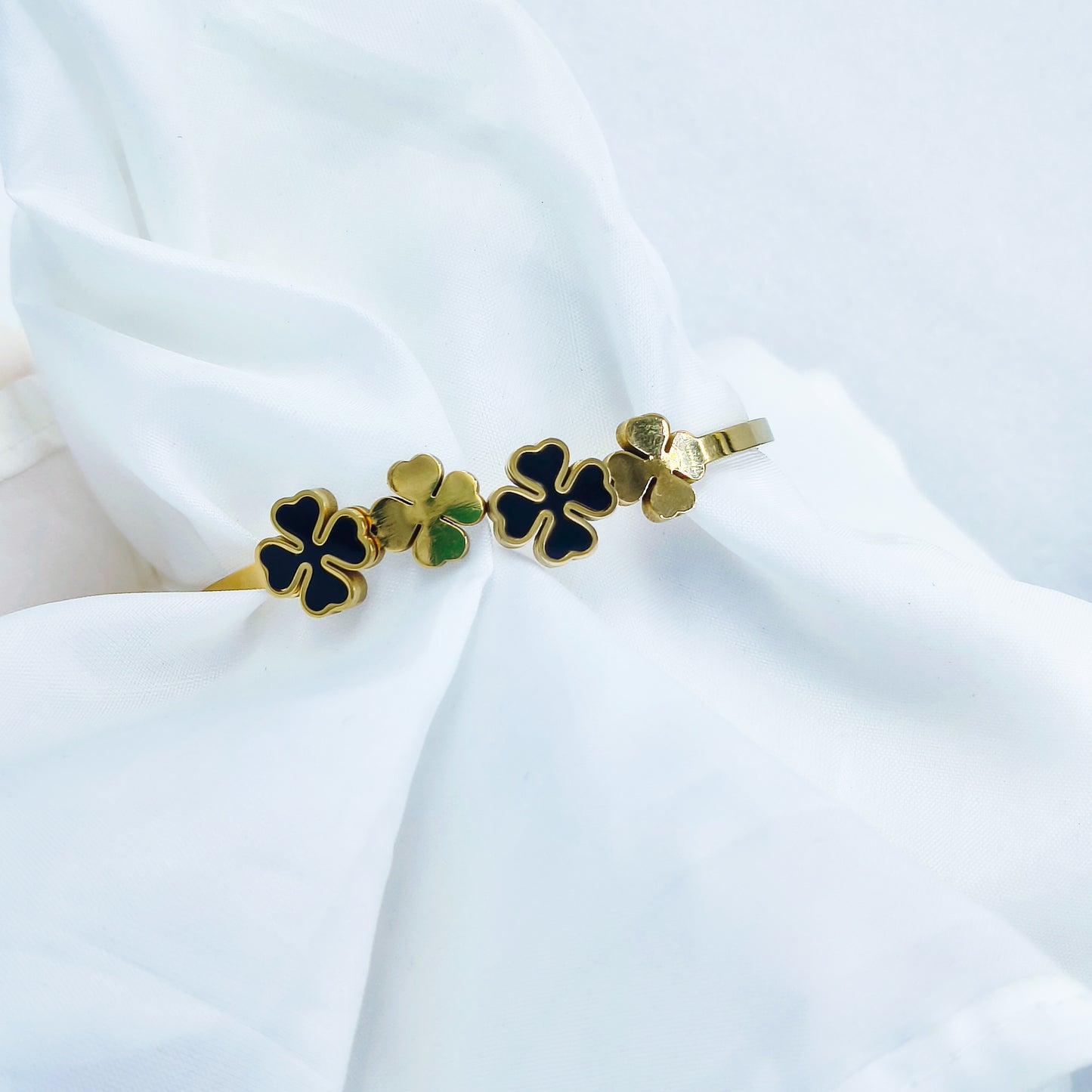 Four Clover Gold Plated Anti-Tarnish Bracelet (Regular Size & 2.8)