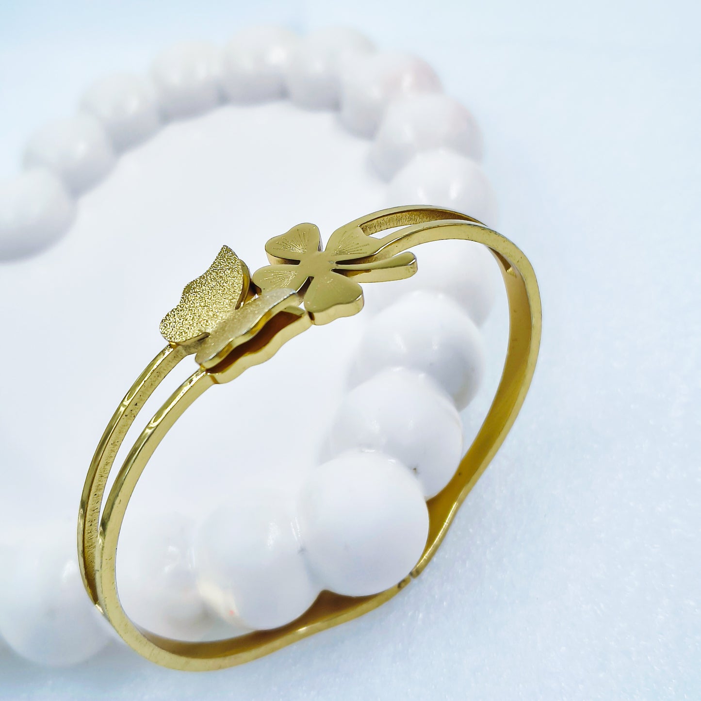 Floral Butterfly Gold Plated Anti-Tarnish Bracelet (Regular Size & 2.8)