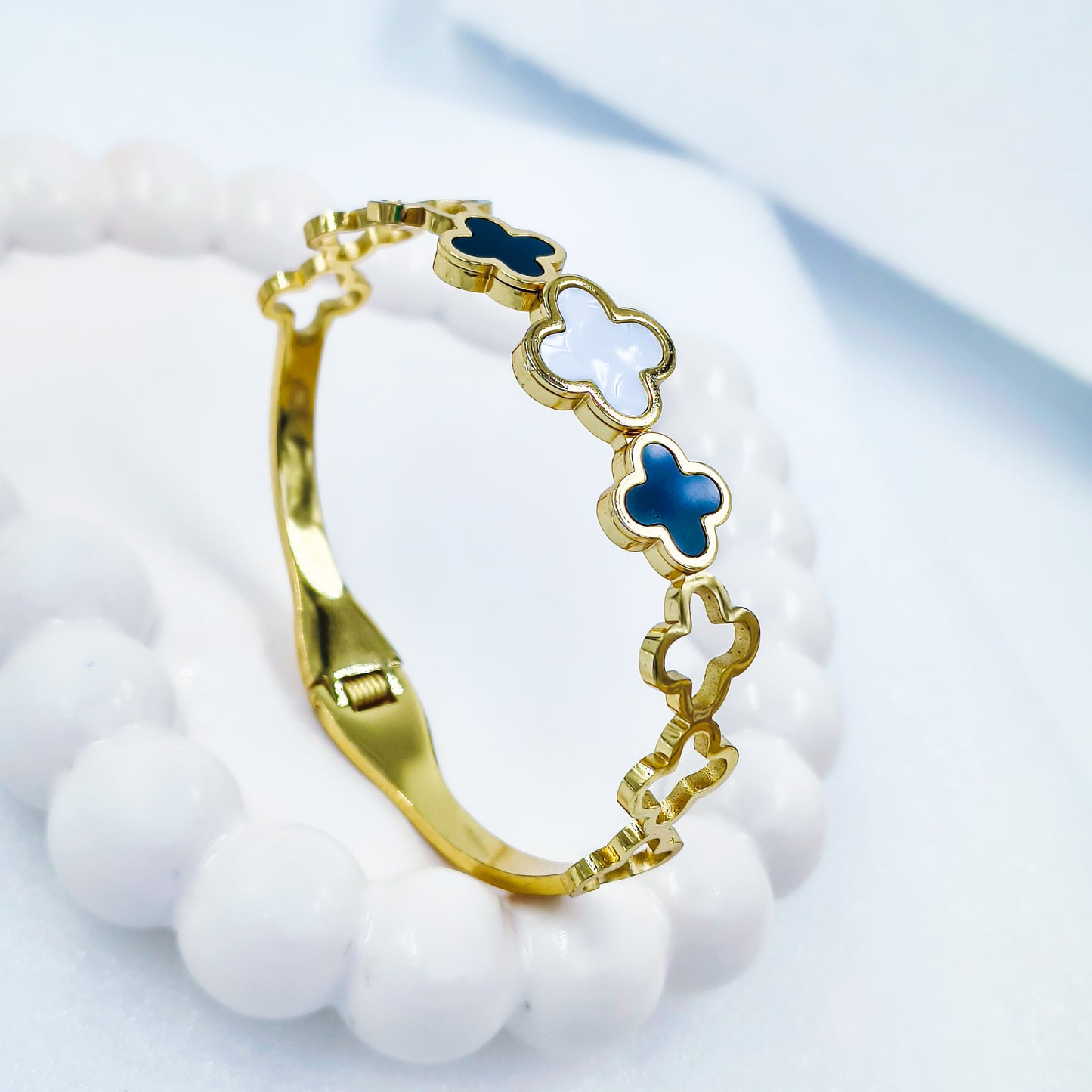 Clover Charm Gold-Toned Anti-Tarnish Bracelet (Regular Size & 2.8)