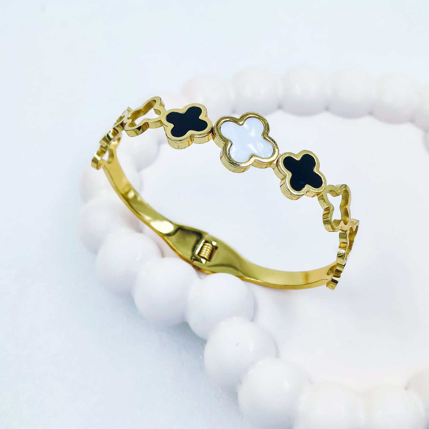 Clover Charm Gold-Toned Anti-Tarnish Bracelet (Regular Size & 2.8)