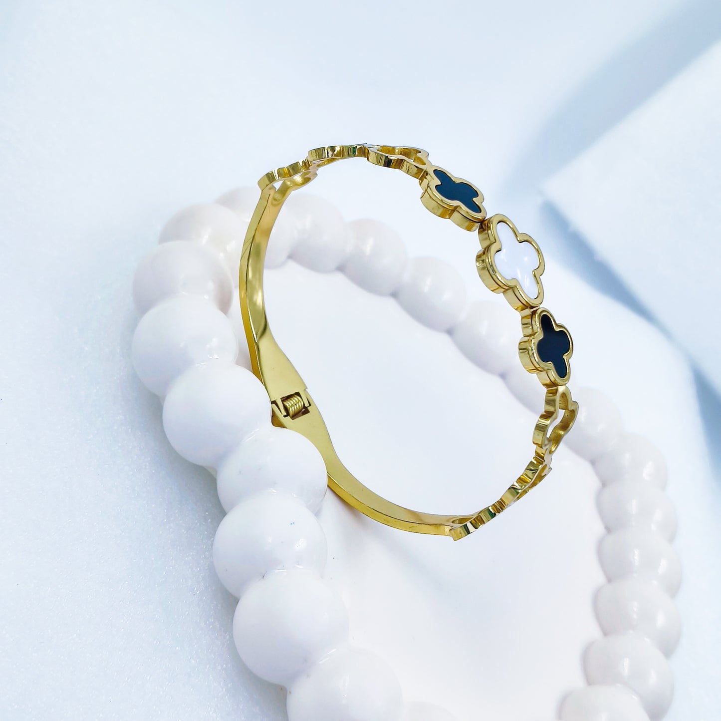 Clover Charm Gold-Toned Anti-Tarnish Bracelet (Regular Size & 2.8)