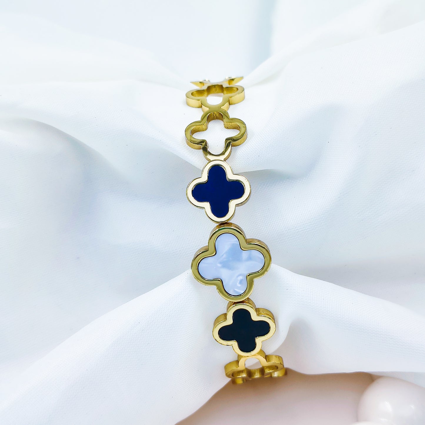 Clover Charm Gold-Toned Anti-Tarnish Bracelet (Regular Size & 2.8)