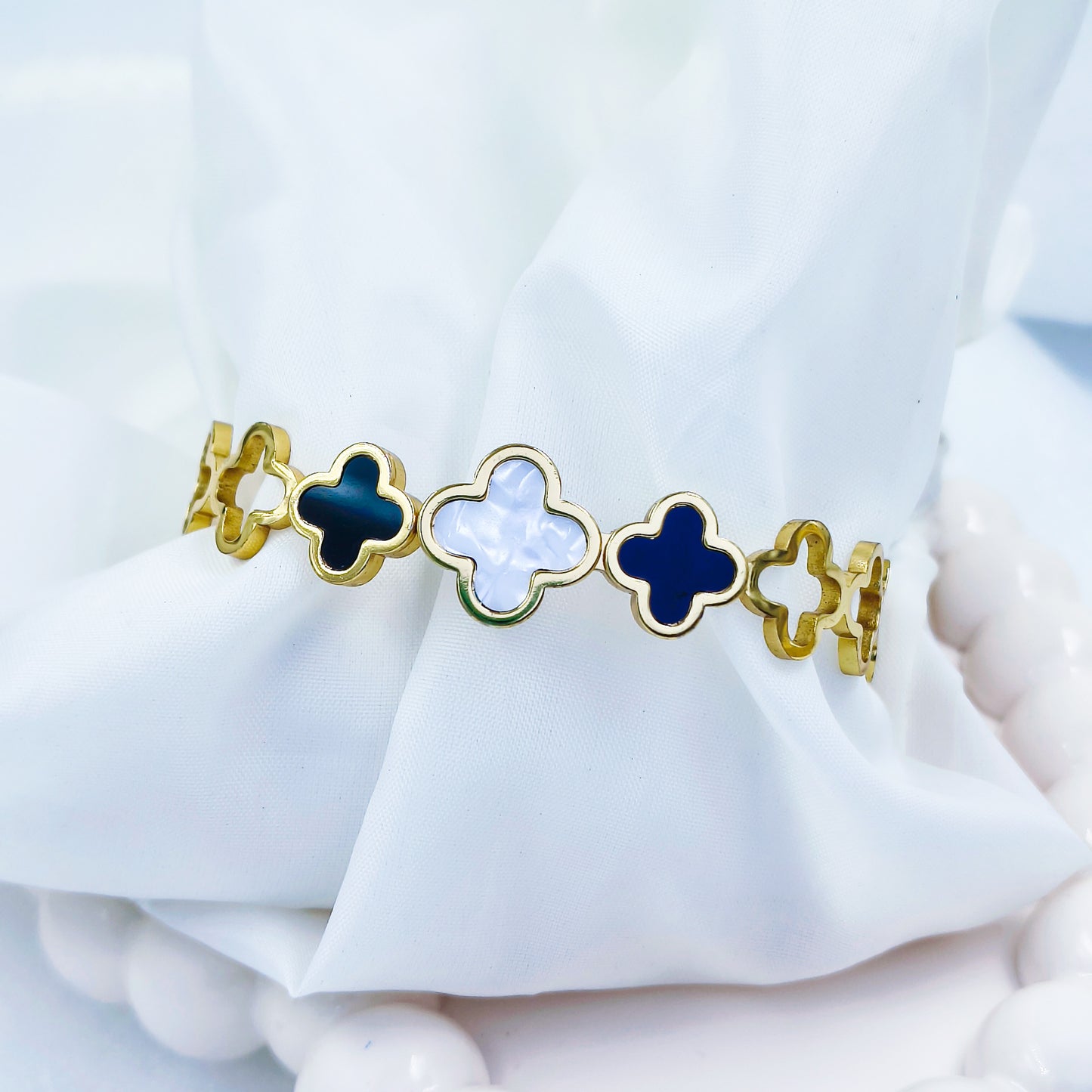 Clover Charm Gold-Toned Anti-Tarnish Bracelet (Regular Size & 2.8)