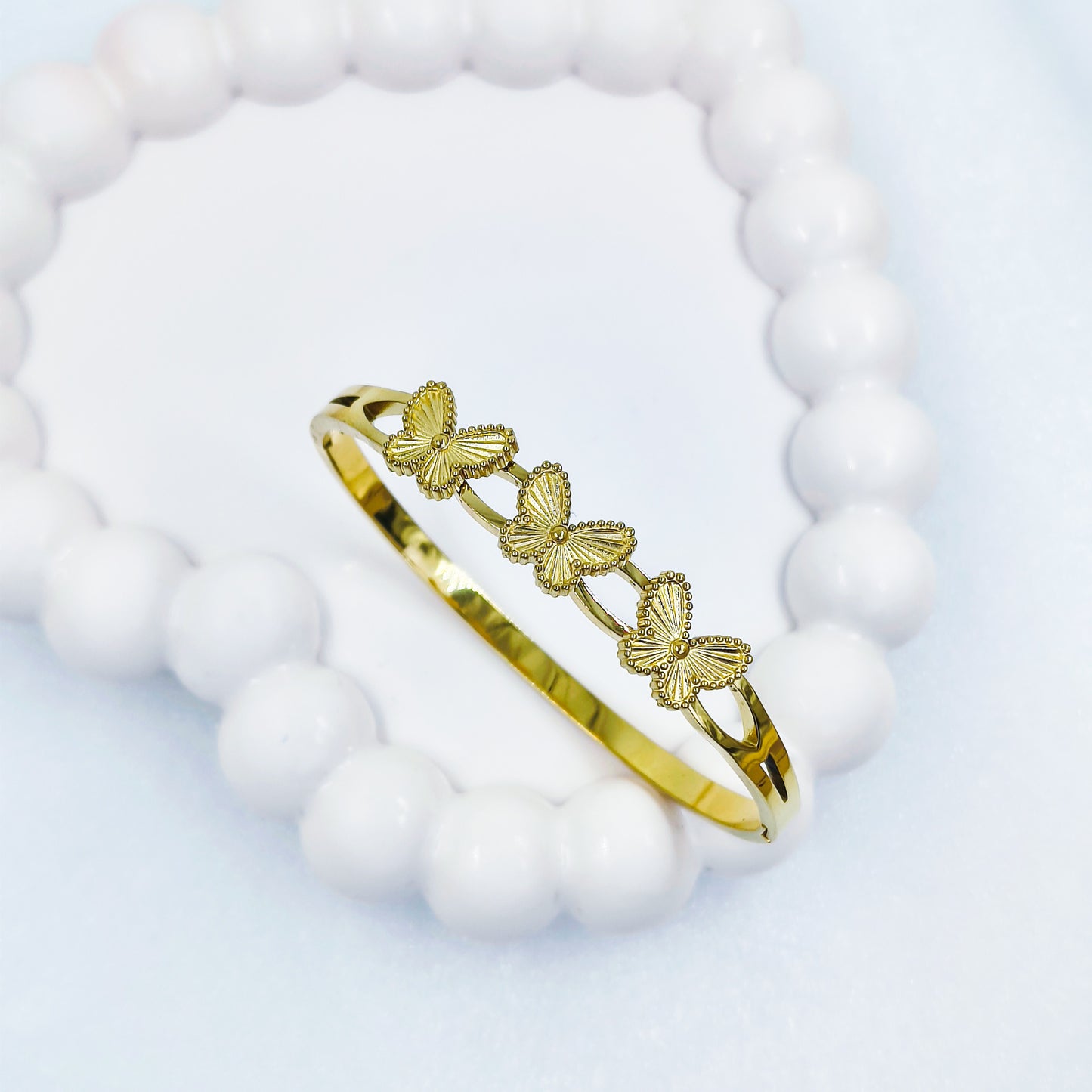 Triple Butterfly Gold-Toned Anti-Tarnish Bracelet (Regular Size & 2.8)