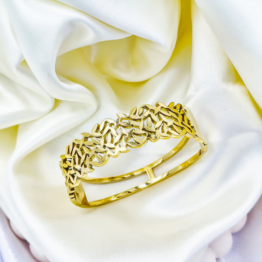 Anti-Tarnish Gold Plated Abstract Design Kada Bracelet Regular Size 2.8 | True Shiny Jewells