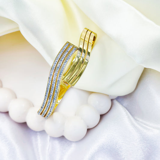 Anti-Tarnish Gold Plated Wave Design Kada Bracelet Regular Size 2.8 | True Shiny Jewells