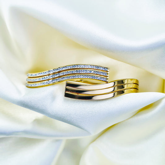 Anti-Tarnish Gold Plated Wave Design Kada Bracelet Regular Size 2.8 | True Shiny Jewells