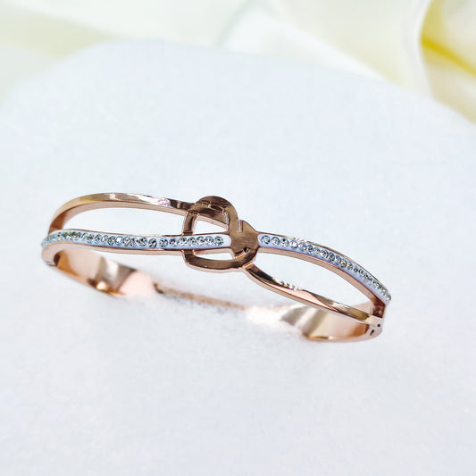 Anti-Tarnish Rose Gold Plated Kada Bracelet with Stone Detailing – Baby Size 2.6  | True Shiny Jewells