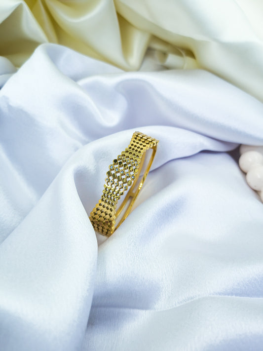 Anti-Tarnish Gold Plated Textured Kada Bracelet – Regular Size 2.8 | True Shiny Jewells