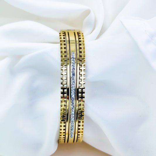 Anti-Tarnish Gold Plated Kada Bracelet with Diamond Finish – Regular Size 2.8 | True Shiny Jewells