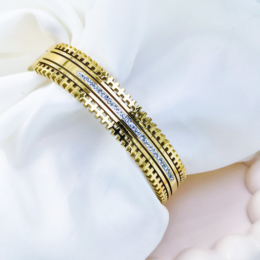 Anti-Tarnish Gold Plated Kada Bracelet with Diamond Finish – Regular Size 2.8 | True Shiny Jewells