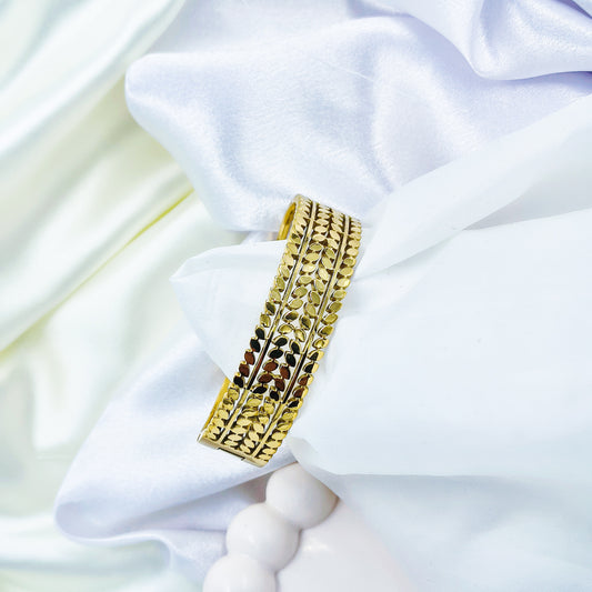 Anti-Tarnish Triple Line Gold Plated Kada Bracelet for Women – Regular Size 2.8