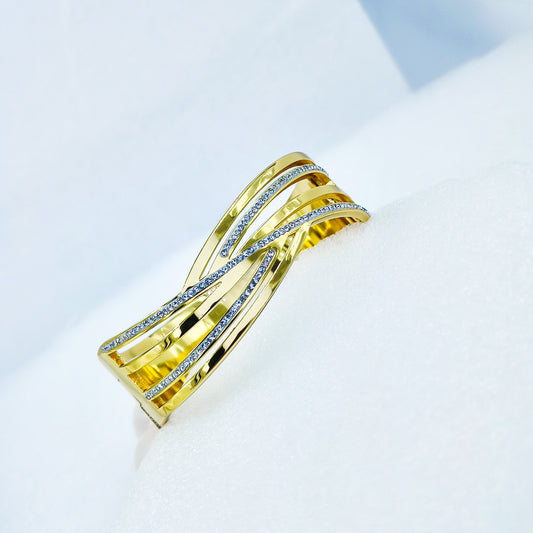 Anti-Tarnish Broad Wave Design Gold Plated Kada Bracelet for Women – Regular Size 2.8