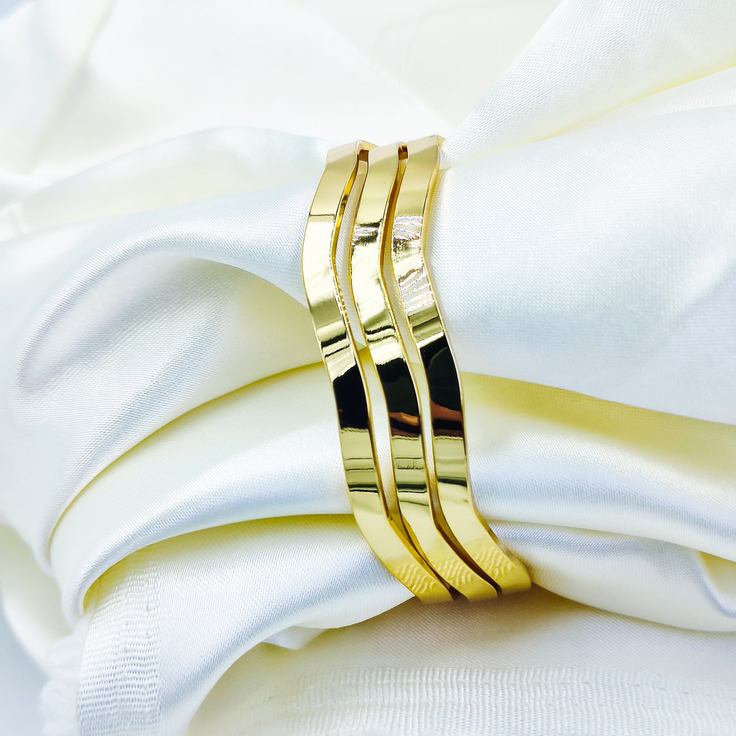 Anti-Tarnish Gold Plated Wavy Kada Bracelet – Elegant Designer Bangle (Regular Size 2.8)