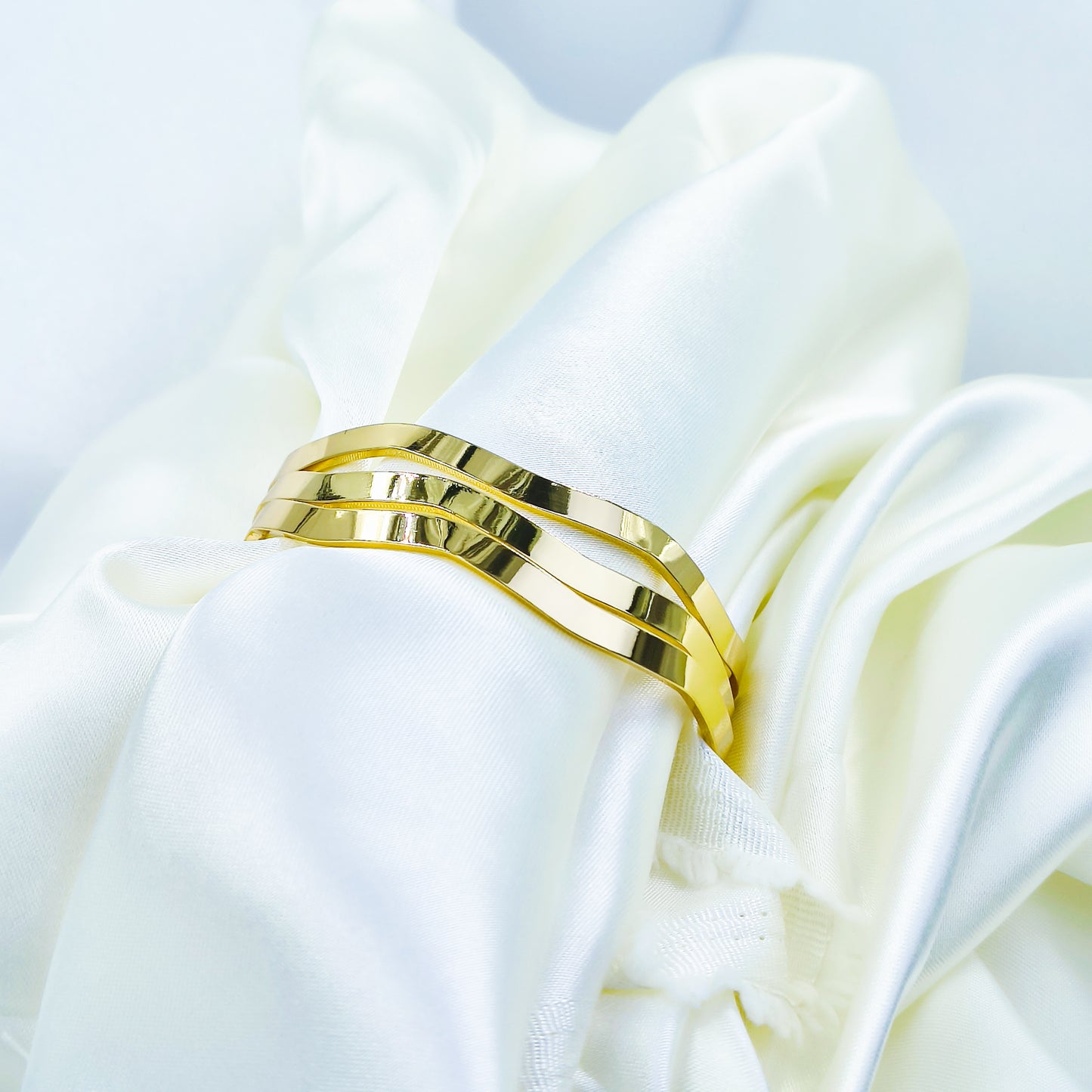 Anti-Tarnish Gold Plated Wavy Kada Bracelet – Elegant Designer Bangle (Regular Size 2.8)